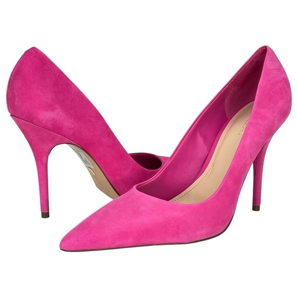 Arezzo Shoes - Arezzo Emily Fechado Adlo Pink Suede Womens Heels Size 9B